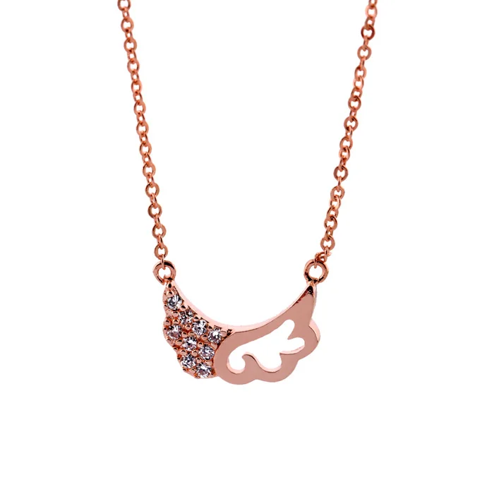

xl10011 Fashion Jewelry Women Crystal Pink Rose Gold Silver Plated Wings Cloud Pendant Necklace Packaging Box