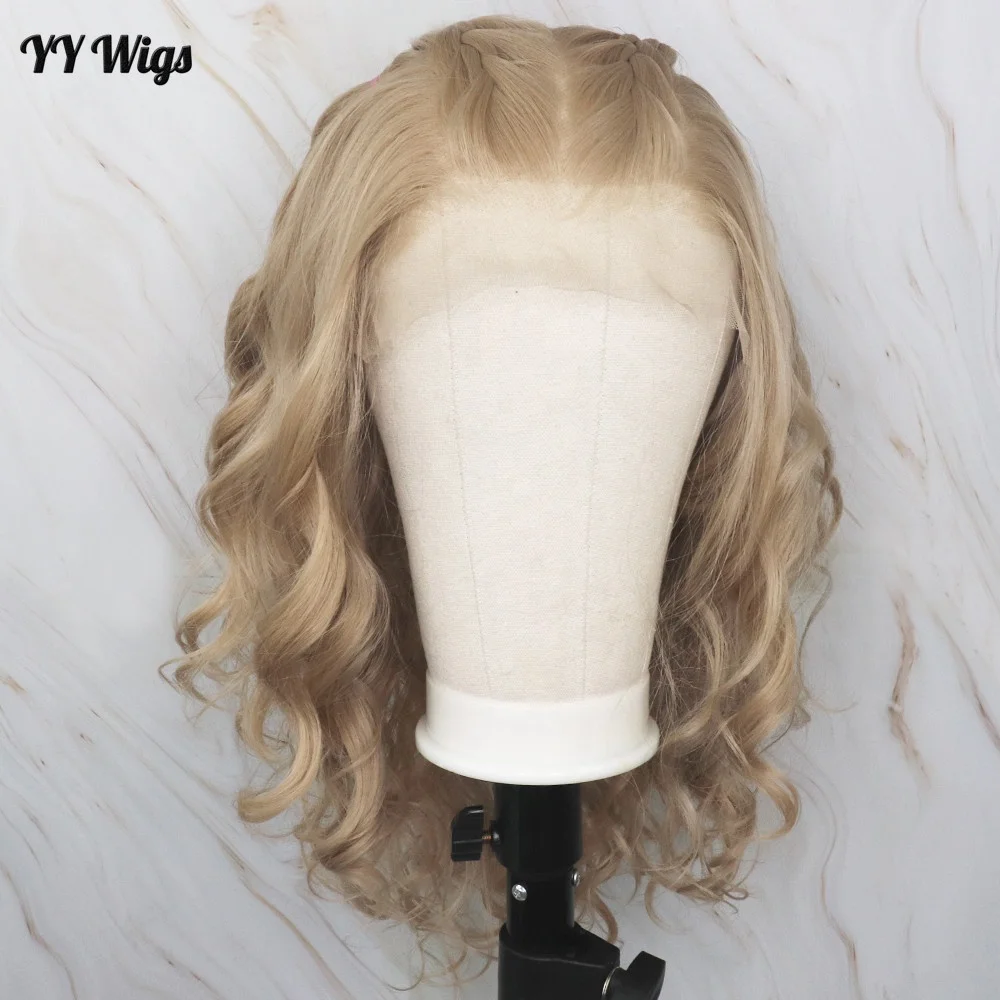 

Wholesale Honey Blonde Long Wavy Futura Synthetic Lace Frontal Wig 13x6 for Women, Picture