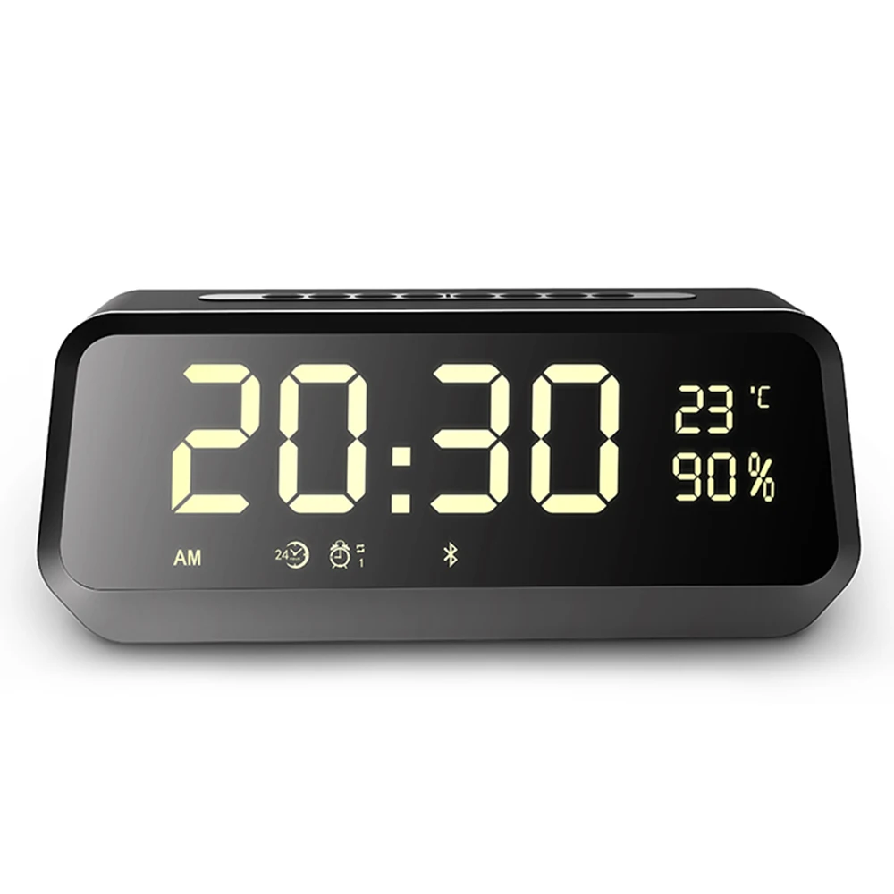 

Amazon Hot Led Dual Alarm Mirror Clock Wireless Stereo Music Radio Kids Alarm Clock With Blue Tooth, Custom