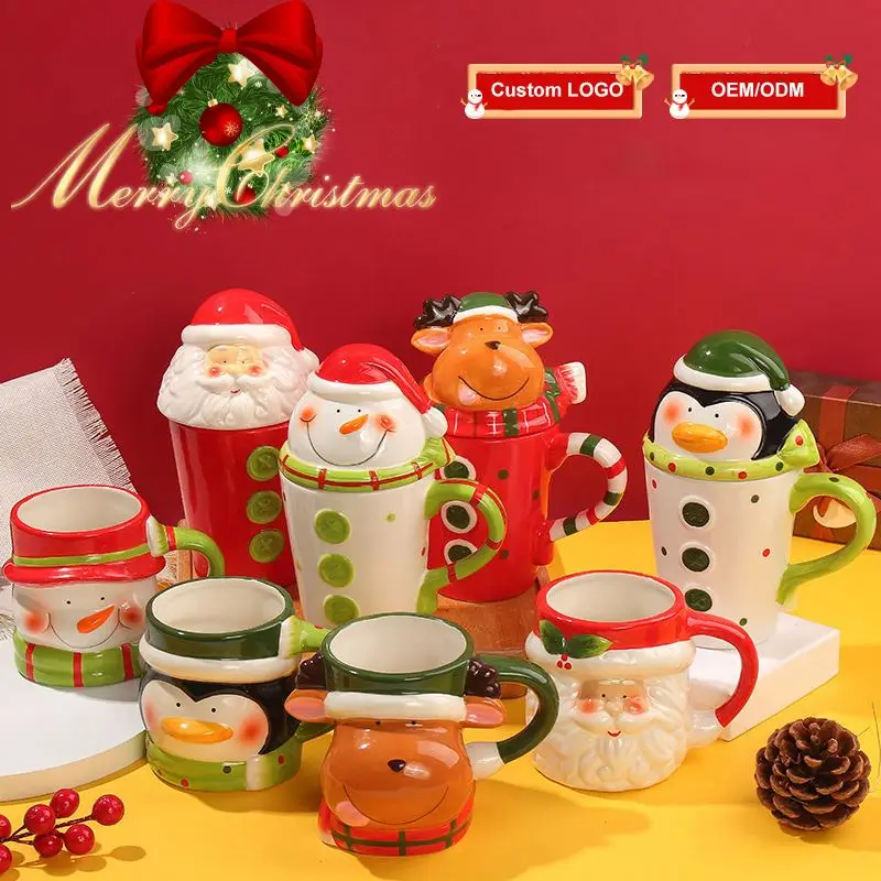 

Promotional Christmas ceramic mug character polymer clay mug ceramic coffee cup