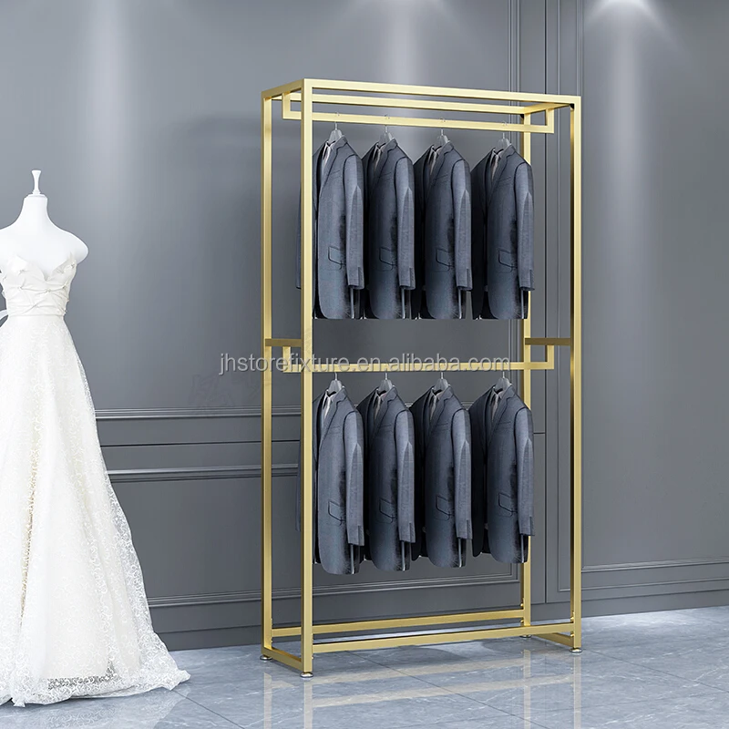

Custom Wholesale Modern Clothing Store Fixture Retail Stand kids Garment Wedding woman Dress gold Display Racks