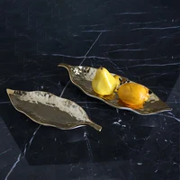 

Wholesale decorative leaf shape gold ceramic table plate dish for wedding restaurant hotel