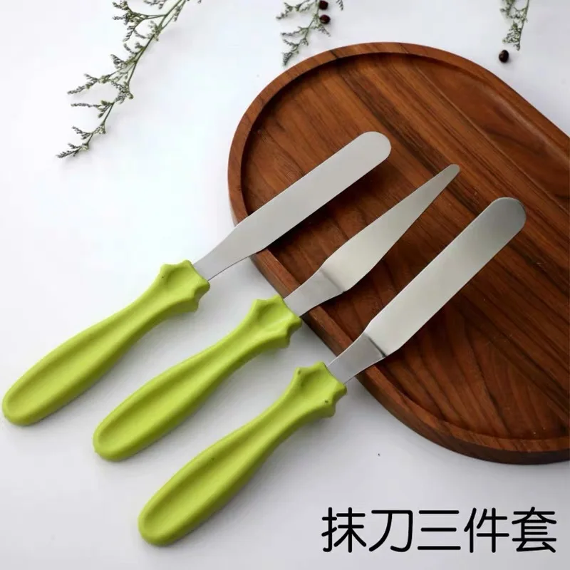 

Baking Tools Stainless Steel Cake Decorating Butter Spatula Jam Scraper Three-piece Suit Diy