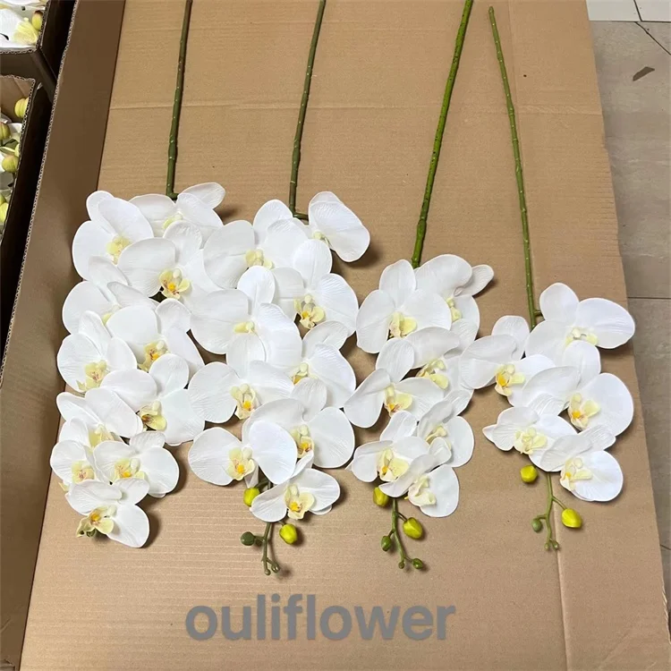 

Wholesale B-2688 White Soft Real Touch Latex 9 Heads Orchid for Wedding Home Decor