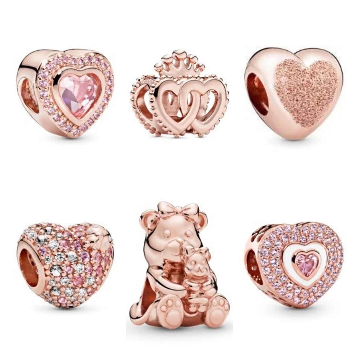 

2021 New products Rose gold DIY charms for bracelet 925 sterling silver, Rose gold color