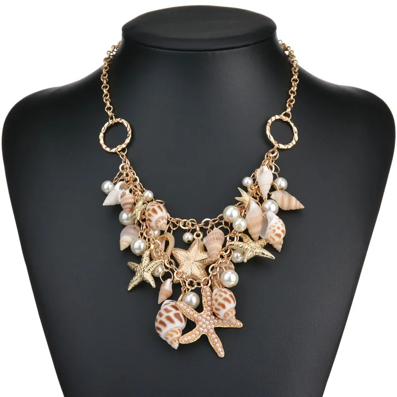 

Fashion shell style butterfly gold plated necklace small pearl necklace jewelry wholesale, As pic