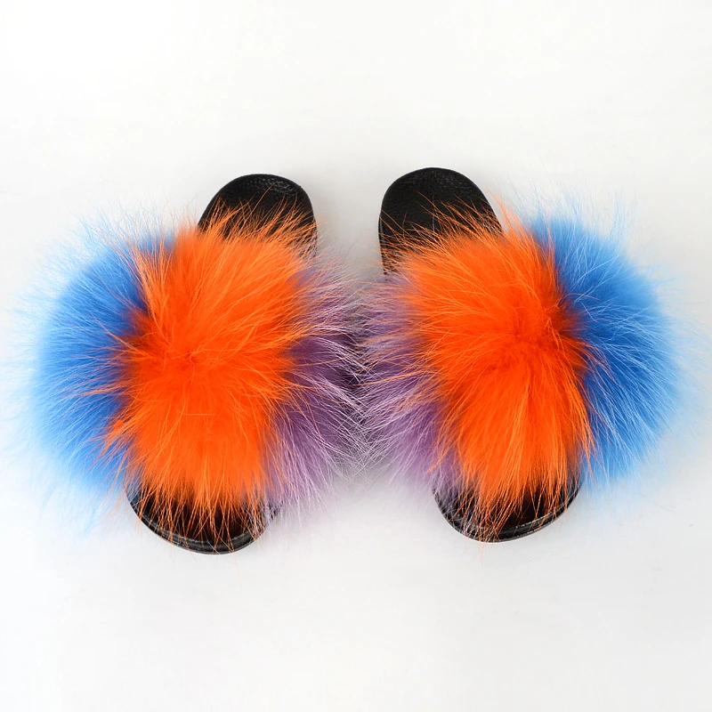 

Wholesale Fur Slippers Fashion Designer Luxury Fluffy Slipper for Women Soft Sole Indoor Shoes