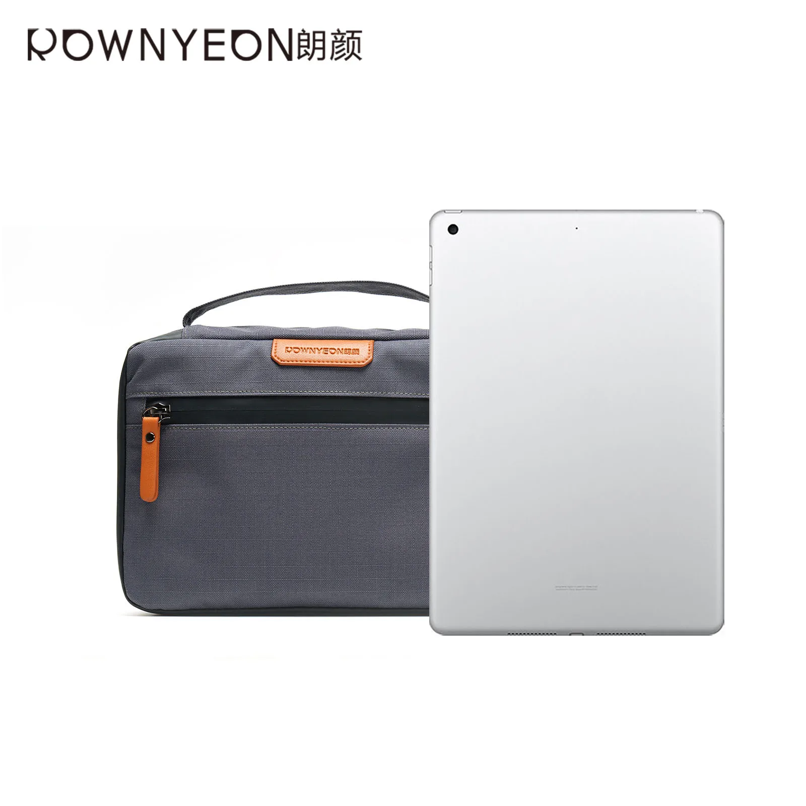 

Rownyeon Guangzhou Oem Custom Private Label Large Men Toiletry Cosmetic Bag With Hook, Grey