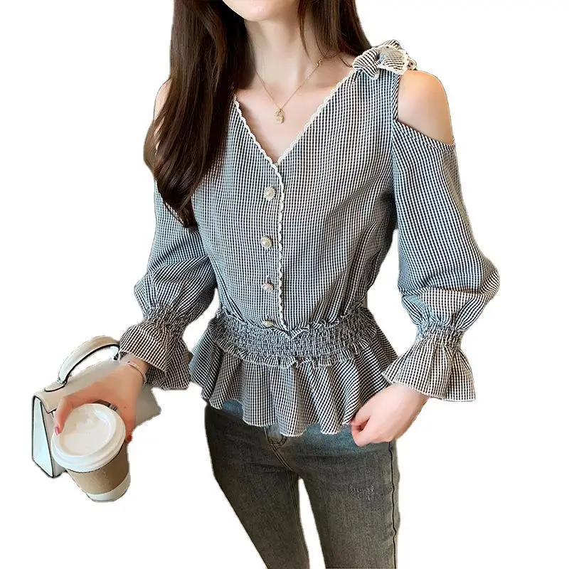 

Sexy long sleeve blouses Korean tops formal tops woman shirt apparel cheap women's clothing woman clothes girls kawaii clothes