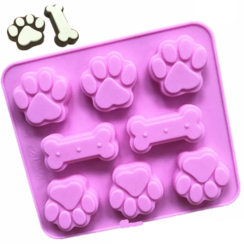 

Creative 8 Cell Paw Bones Shaped DIY Biscuit Pudding Jelly Chocolate Cake Silicone Mold