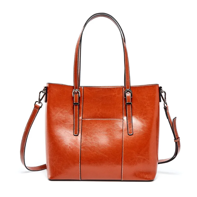 

Guangzhou Wholesale Large Capacity Women Bags Leather Bags Genuine Fashion Custom Tote Bags No Minimum Eco Friendly, Black,brown