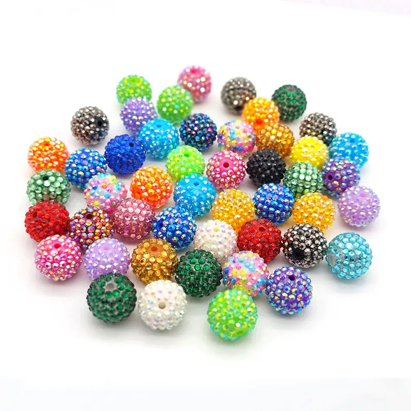 

colorfast Factory Direct Resin Rhinestone Ball Beads Bubblegum Beads 20mm for Jewelry Making Acrylic Crystal Gumball Chunky Bead