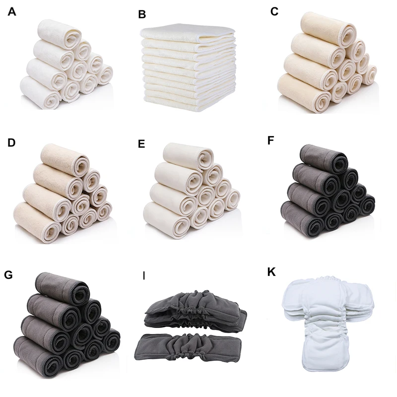 

Wholesale Reusable Bamboo Charcoal Insert Bamboo Fiber Baby Cloth Diaper Washable Hemp Cotton Nappy Liners Microfiber Inserts, White
