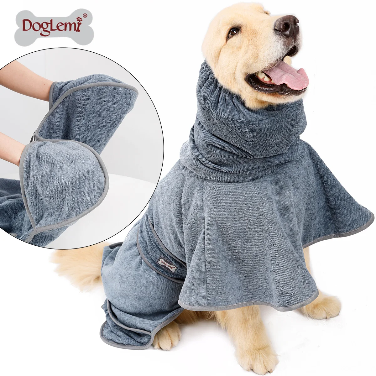 

Super Absorbent Quick Drying Dog Towel Microfiber Cleaning Dog Pet Bathrobe Cloth Large Dog Bath Towel, Grey