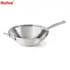 Classic Stainless Steel Cookware, Flat-Bottom Wok,12-inch with Ear