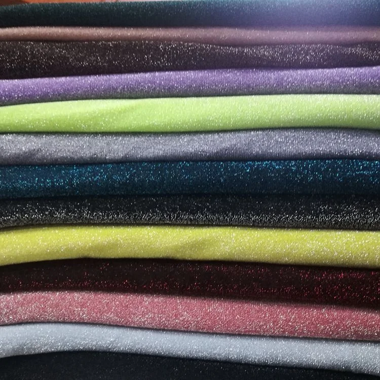 
polyester spandex lurex knitted with metallic yarn lurex swimwear fabric for evening dress 