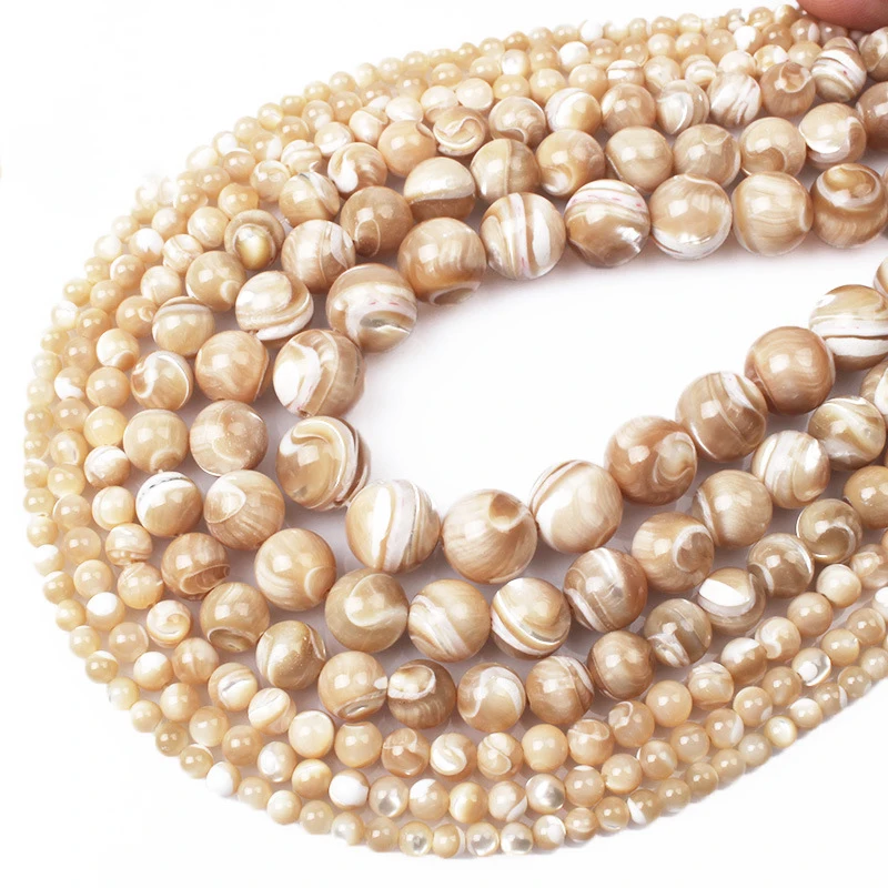 

Wholesale Trochus Sea Shell Mother Of Pearl Beads For Jewelry Making DIY Accessories, Beige/white