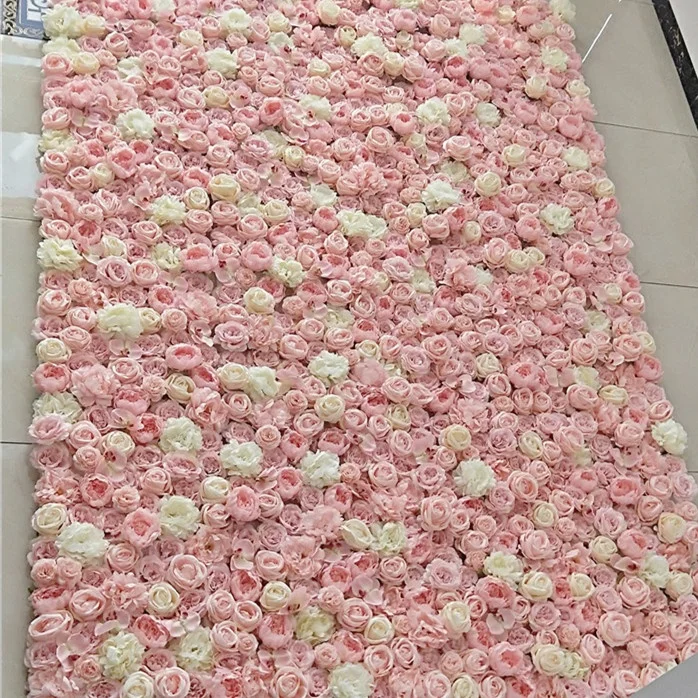

F-1607 Factory Discount Decoration Flower Panels Floral 40*60 CM Pink Rose Artificial Flower Wall Wedding Backdrop
