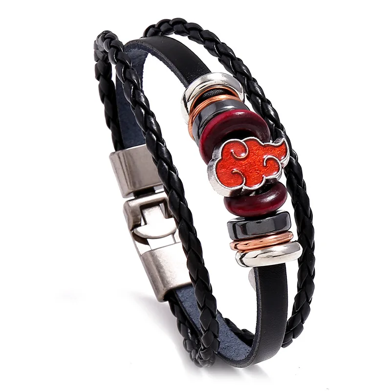 

Hot sale Red Epoxy Bracelet Two Kind of Clasp Choose Leather Bracelet For Men Women Adjustable Jewelry Punk Vintage Cuff Bangle