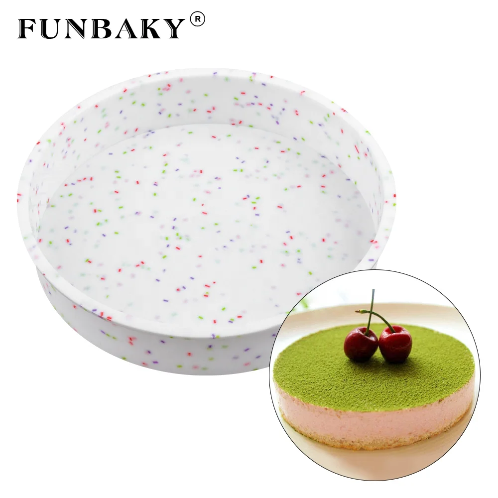 

FUNBAKY JSC2576 Hot selling new design colored dot single mold round cylinder shape household chiffon cake pan baking mold, Customized color