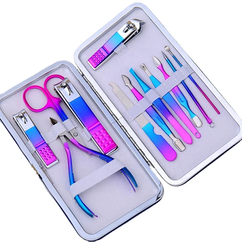 

Manufacture Colorful 7pcs Nail Clippers Set For Manicure Pedicure Nail Care 7 in 1 With Portable Leather Pouch