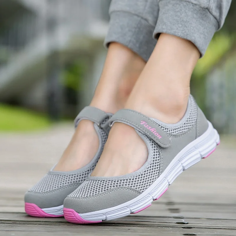 

Summer Breathable Women Sneakers Healthy Walking Mary Jane Shoes Sporty Mesh Sport Running Mother Gift Light Flats 35-42 Size, As pic