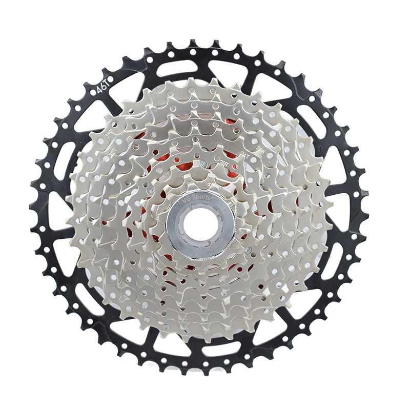 

VG Sports 9 Speed 11-46T Silver Bicycle Cassette Freewheel for MTB Mountain Bike Parts, Silver,gold,black