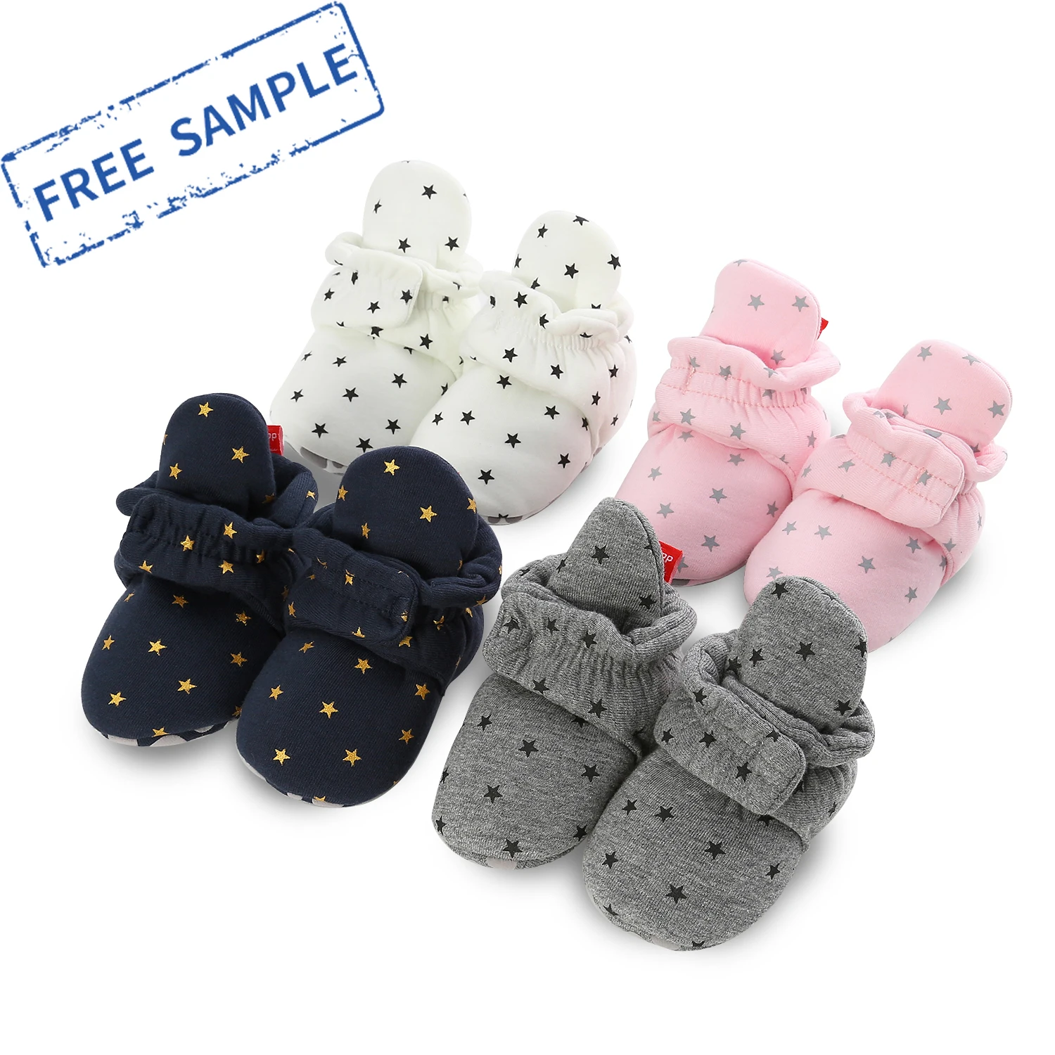 

Drop shipping Cotton fabric striped print socks soft sole prewalker boy girl toddler shoes baby booties