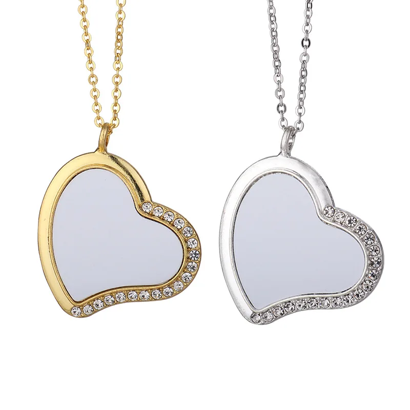 

RubySub Bling Rhinestones Heart Pendant Necklace Sublimation Necklace Jewelry Pendant Blanks
