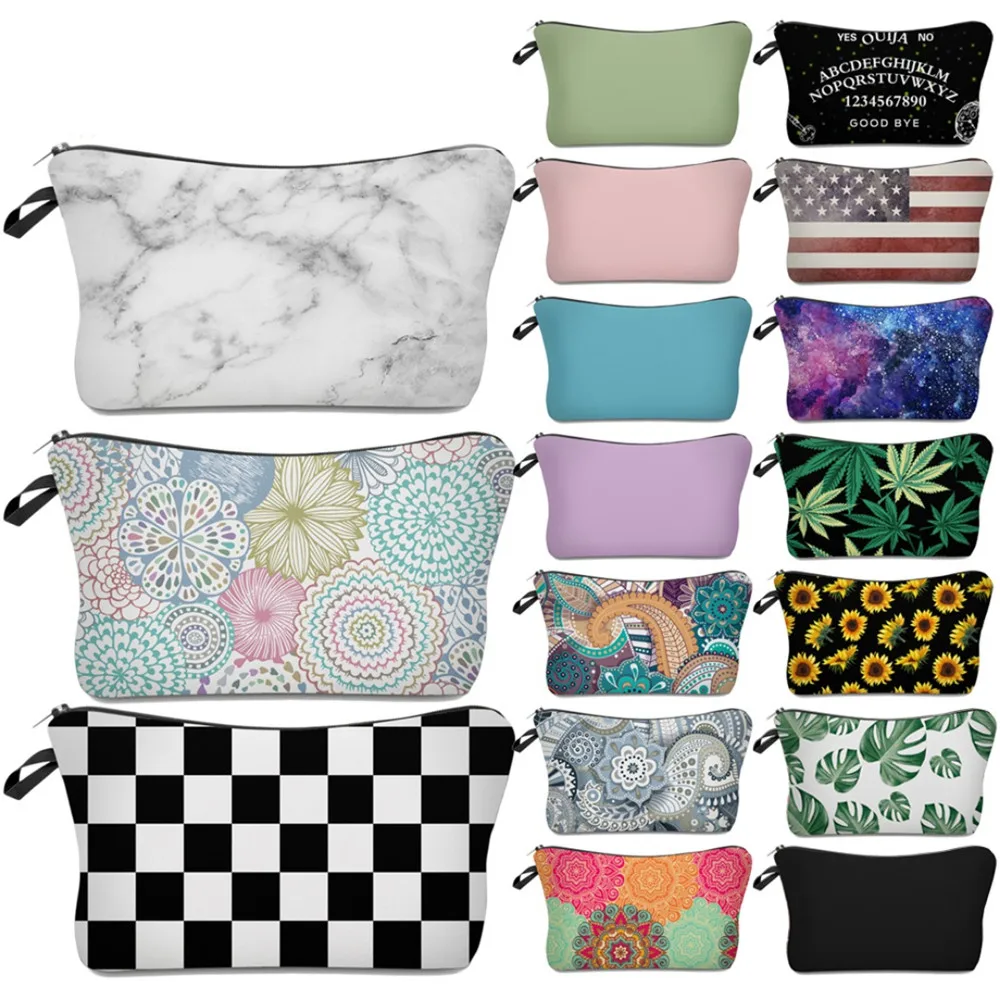 

China Wholesale Custom 3D Print Make Up Bag 2021 Hot Selling Waterproof Travel Handbags Cosmetic Bag Women Accessories Gift, As picture