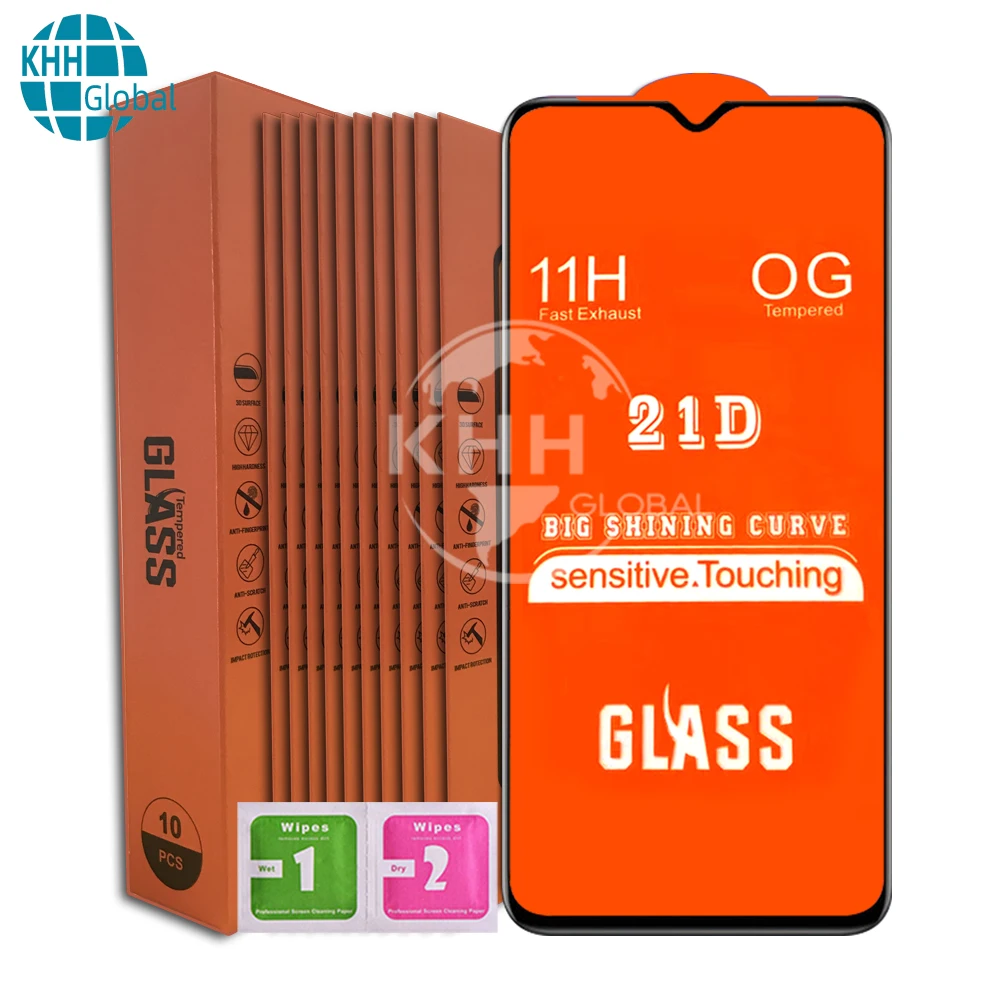 

HOT selling 21D tempered glass full glue full cover for TECNO Camon 12 Pro screen protector, Crystal clear