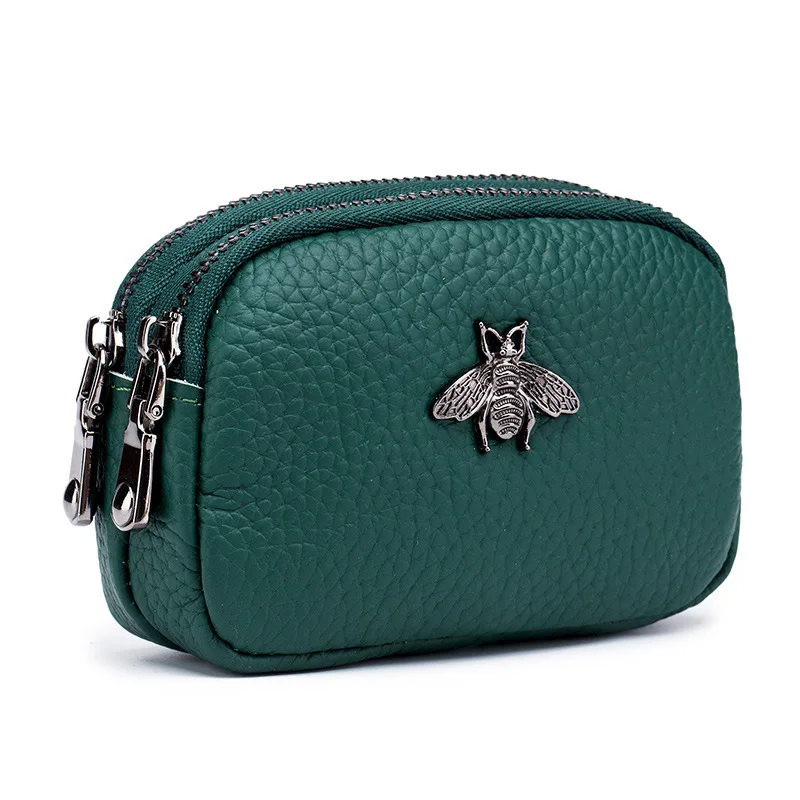

Small leather cute female coin bag double zip new model coin purse, Any color