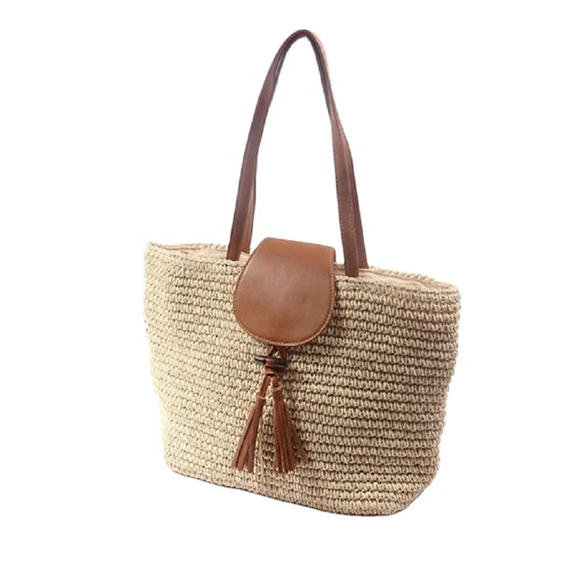 

Factory casual fashion tote straw beach bag 2021 new fashion shoulder handbag for women, Customizable