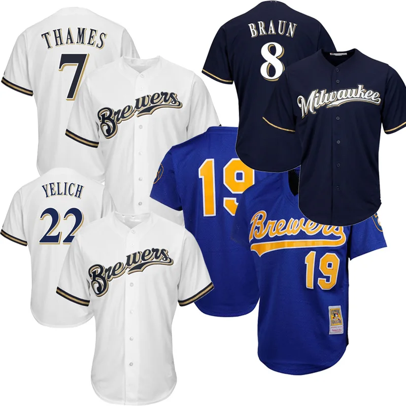 Milwaukee Brewers 8 Ryan Braun 7 Eric Thames 19 22 Christian Yelich野球jerseys Buy 最高品質 100 ステッチカスタム野球ユニフォーム クリスチャン Yelich ステッチロゴ野球ユニフォーム ミルウォーキーブルワーズ激安セール高品質野球ユニフォーム Product On