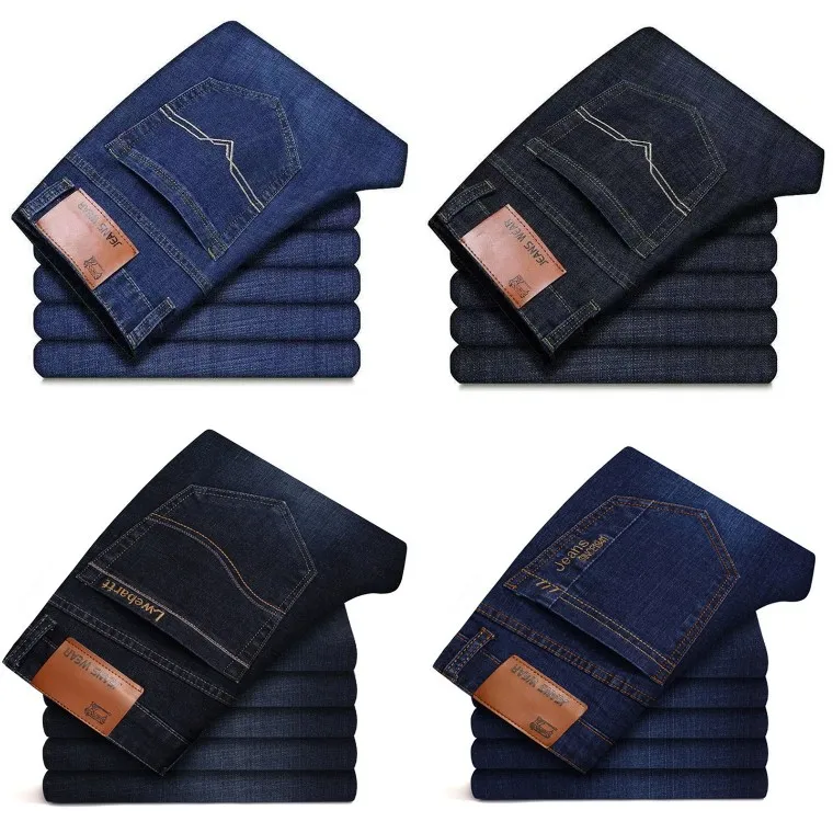 

Cheap jeans pants price men casual business stretch cotton straight leg jeans