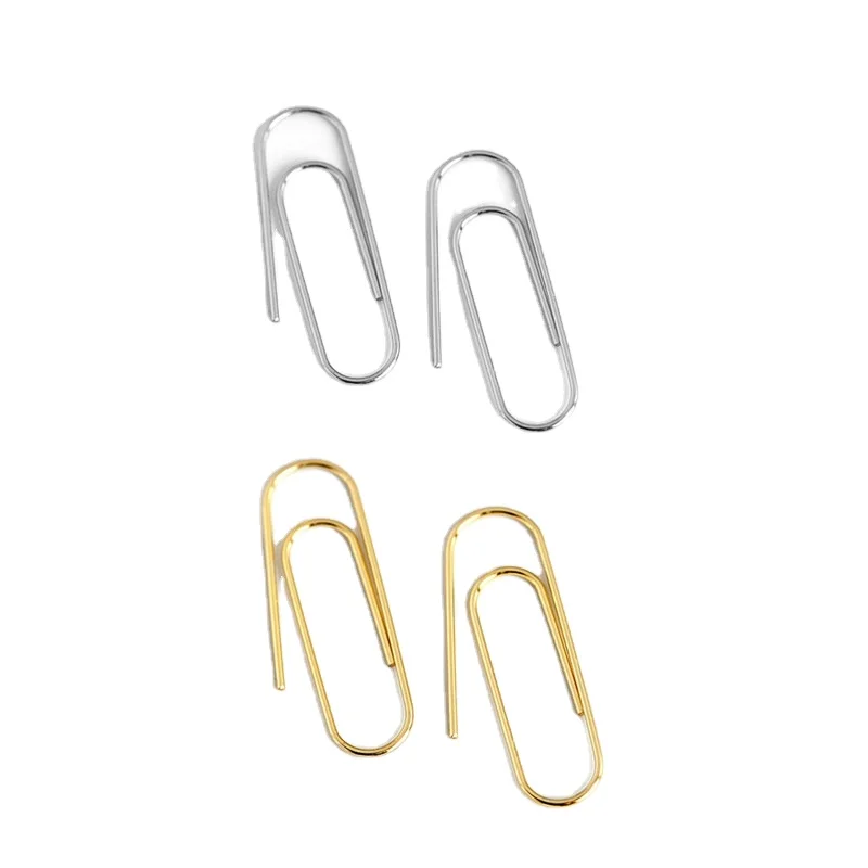 FUAMAY Wholesale Jewellery Small Safety Pin Earrings Paper Clips Wire Earrings 925 Plata Silver Safety Pins Wire Hoop Earrings