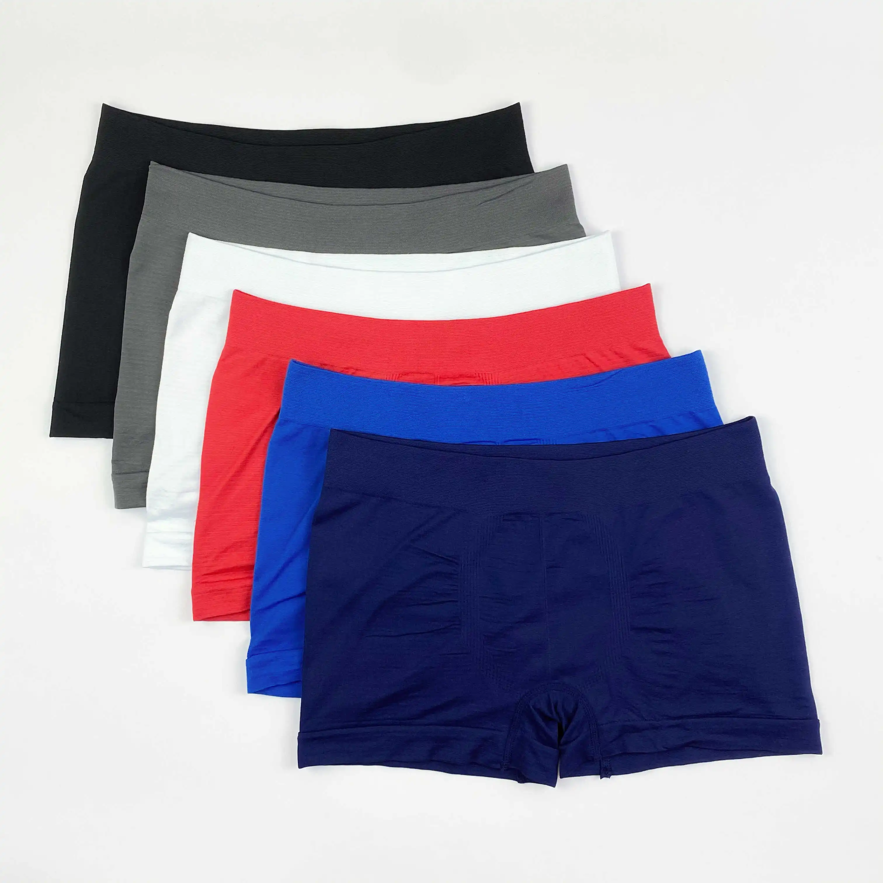 

RTS006 ready to ship basic no logo solid color blank in stock seamless polyester boxer shorts boxer briefs underwear for men