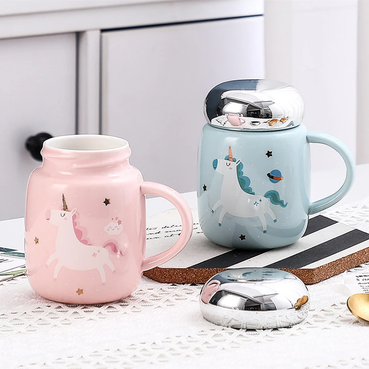 

Promotional Gift Cute Creative Unicorn Animal Handle Coffee Mug Water Drinking Coffee Milk Tea Cup, Pink/ blue