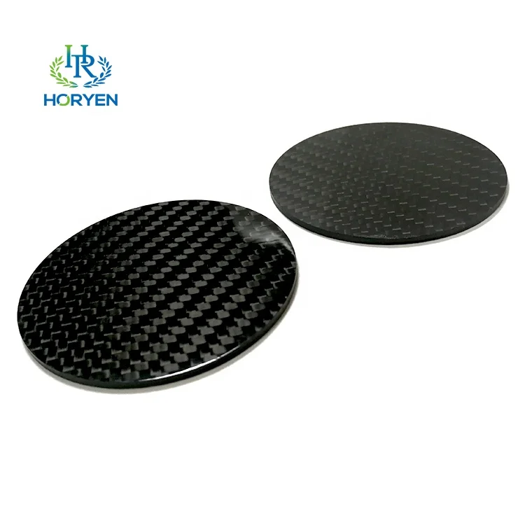 

67mm Luxury tea coffee cup mat carbon fiber cup coaster with matte glossy double different sides