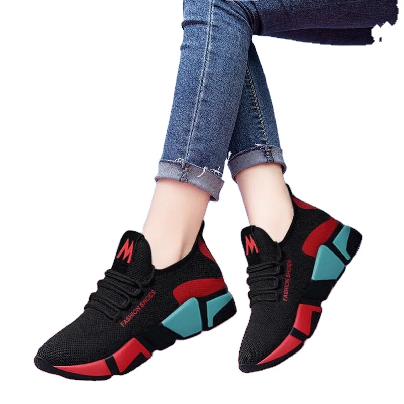 

2022 New Breathable Mesh Platform Sneakers Woman Tenis Women Casual Shoes, Custom (black &white black&red)