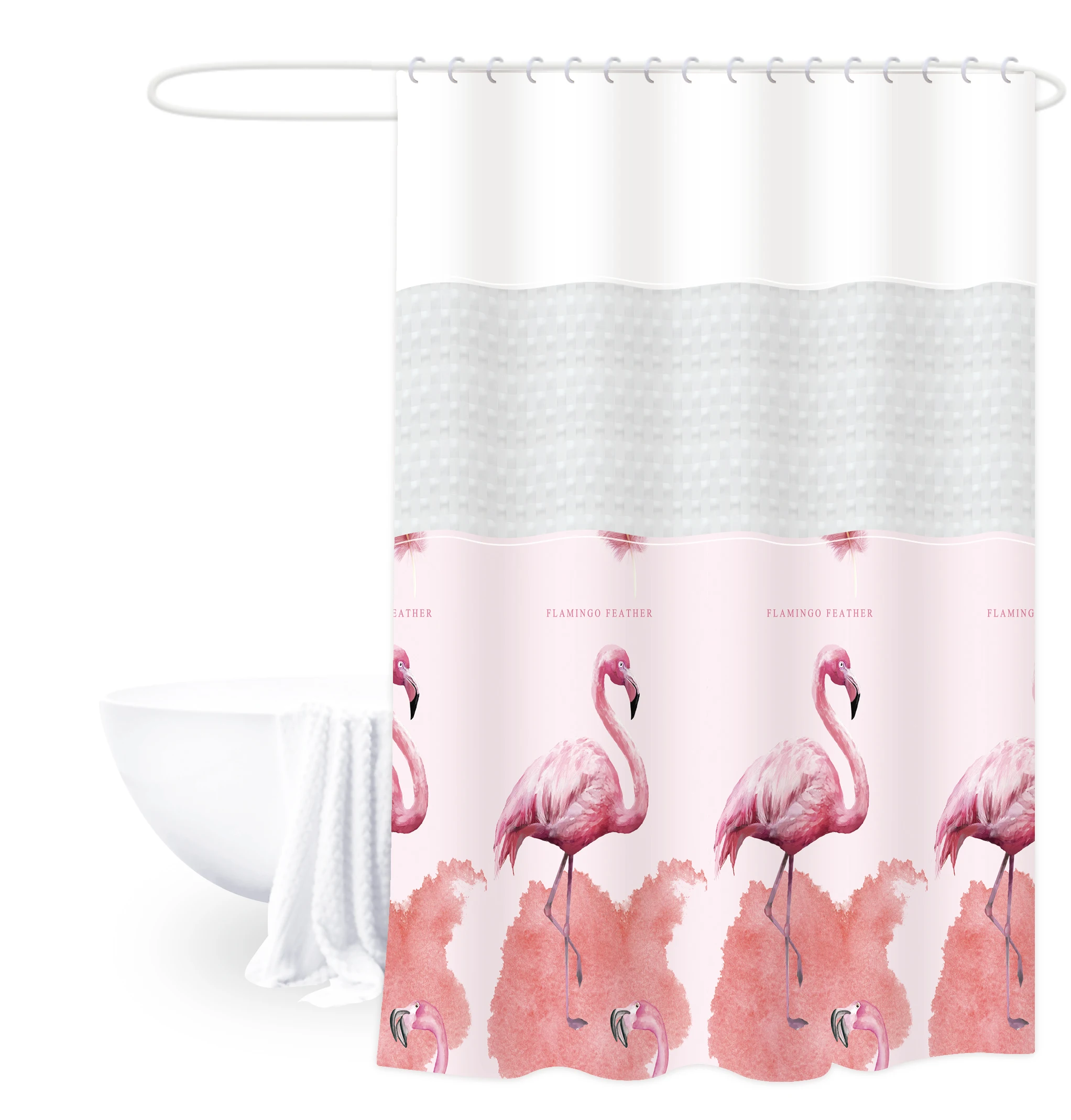 

2022 New Trend Waterproof PEVA Bath Curtain Printed Luxury Splicing Shower Curtain For Bathroom