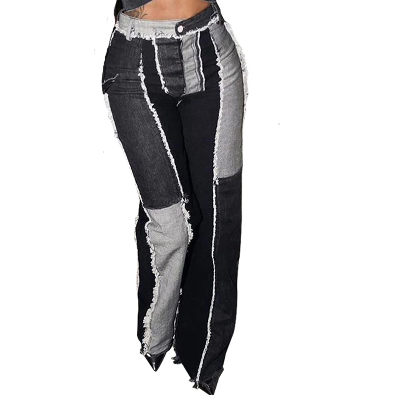 

L99474 Autumn New Style Women's Personality Street Stitching Jeans