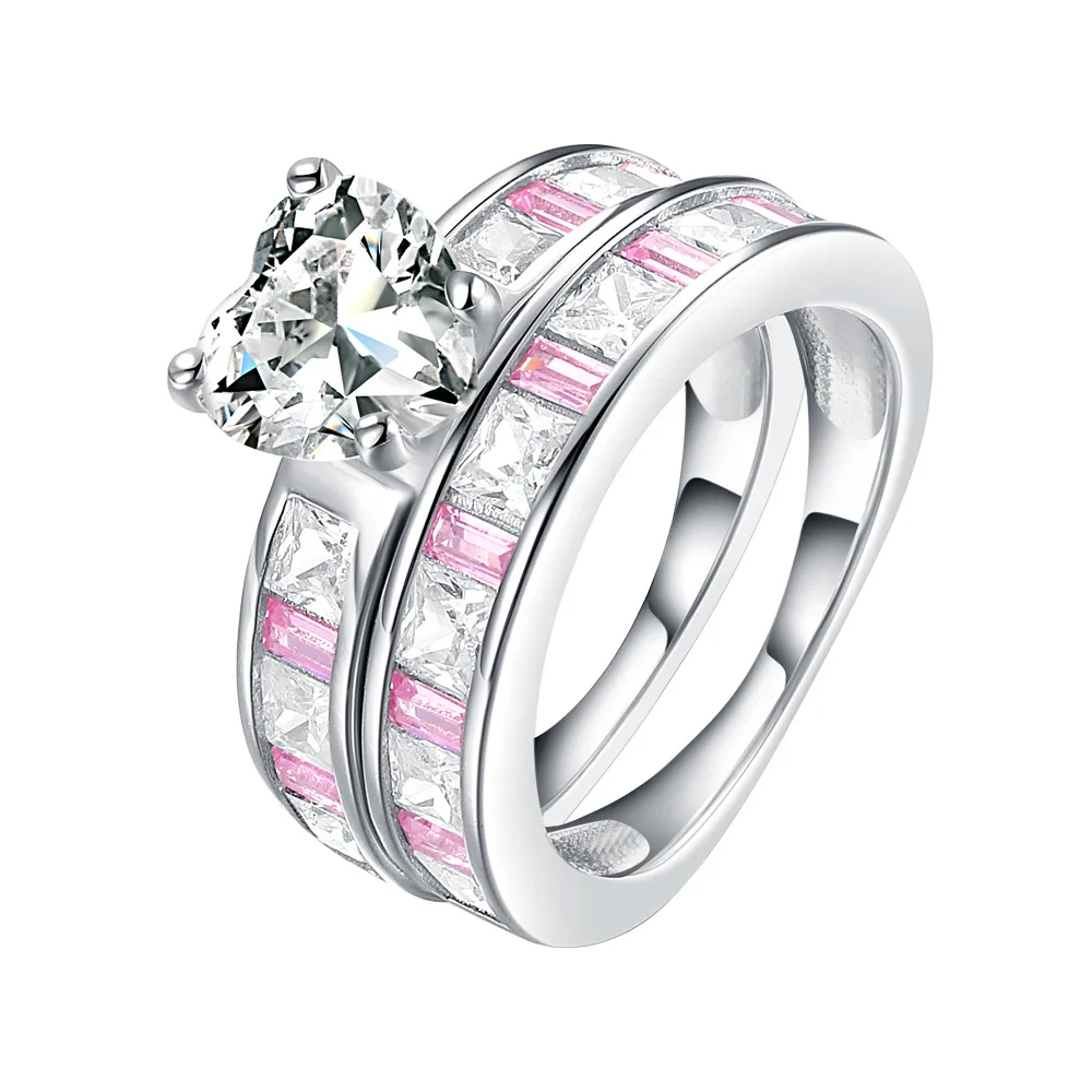 

925 Sterling Silver New Jewelry Fashion Couple Ring Engagement Wedding Anniversary Gift 925 Sterling Silver Cubic Zirconia Ring, Picture