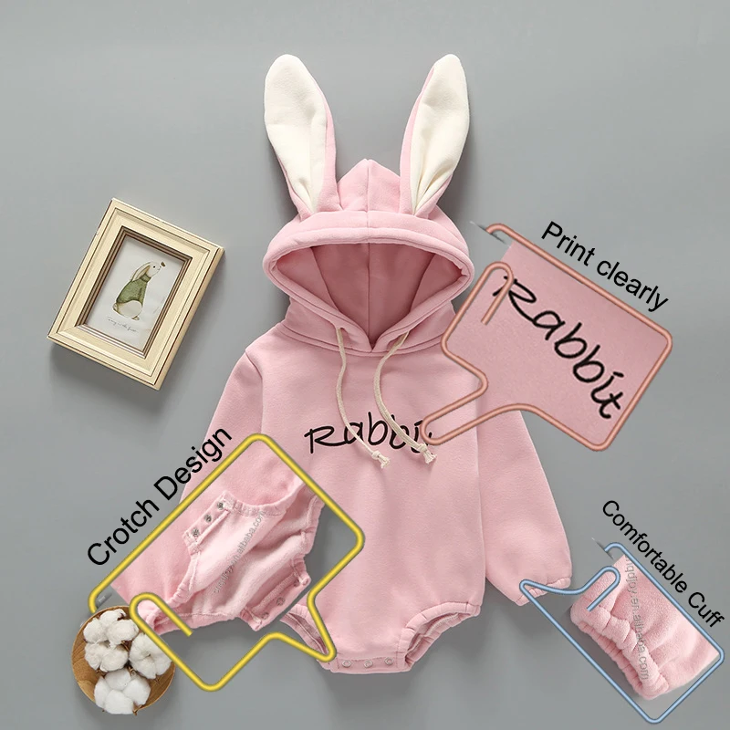 

Wholesale autumn winter jumpsuit 100% cotton fleece newborn hoodie boys girls' baby clothes romper warm