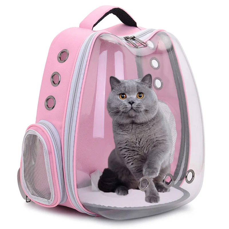 

pet ear apple shape carrier backpack, outside portable transparent capsule pet backpack, cat breathable backpack extendable