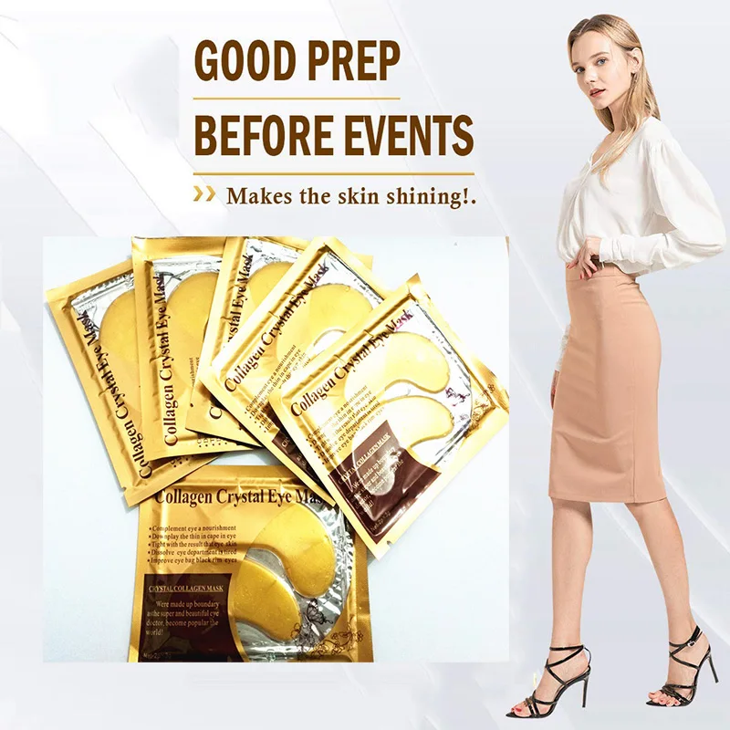 

24k gold collagen crystal eye mask gel remove dark circle collagen under eye patches, Gold crystal