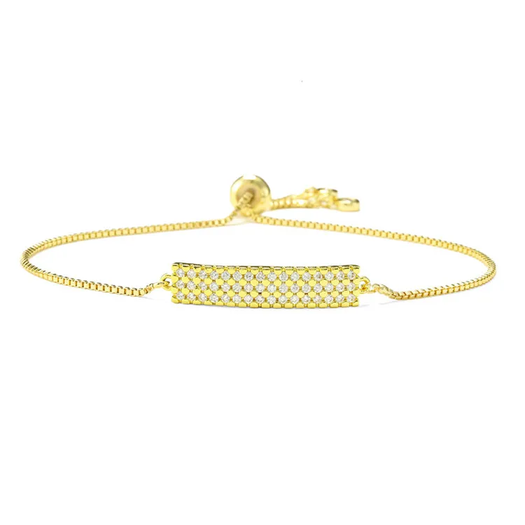 

18K Gold Plated  Snake Chain Luxury 3 Rows Zircon Rectangle Charm Bracelets Bangles, Gold,silver,rose gold