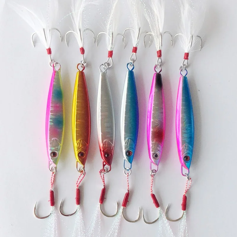 

20g 30g 50g metal Iron plate lead jig hard slow pitch jigging fishing lures, 5 colors