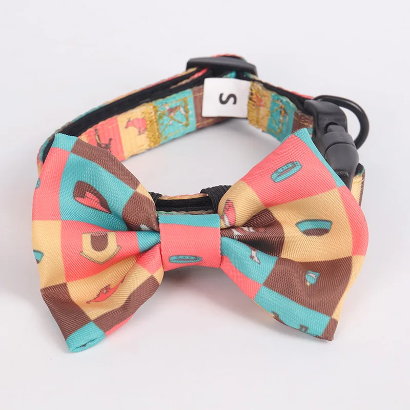 

OKEYPETS Professional Designer Logo Customized Sublimation Strong Personalized Pet Collar And Bowtie, Custom