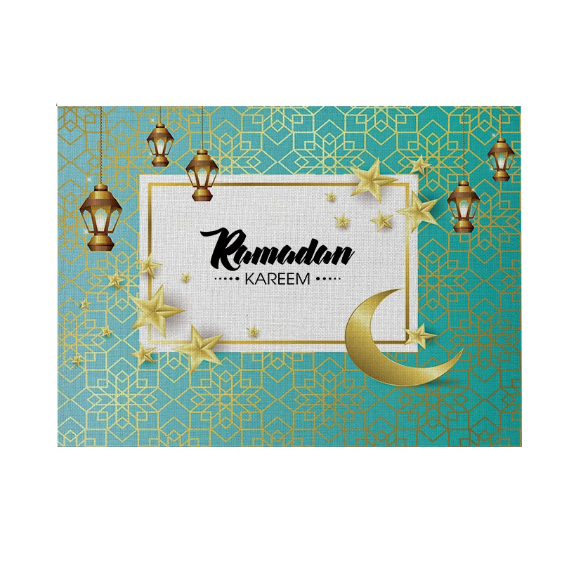 

Islam Muslim Ramadan Cotton Linen Placemat 32X21 CM Eid Ramadan Kareem Table Mat Picnic mat for Dining Table Decorations, Customized color